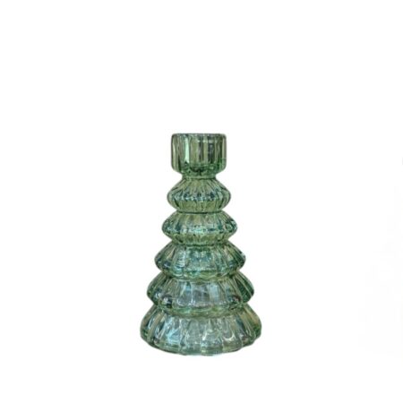 Glazen kerstboom kandelaar, groen