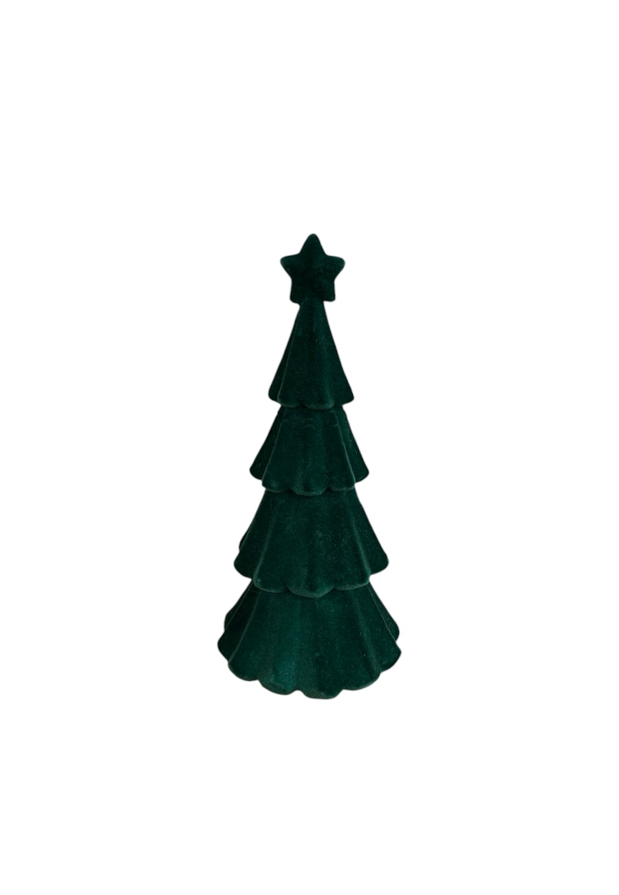 Sier kerstboom groen fluweel