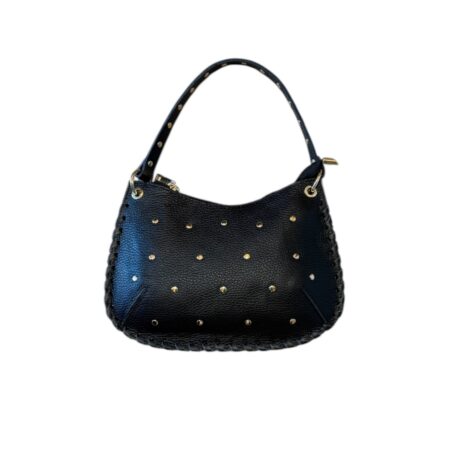 Zwarte leren crossbody bag met studs