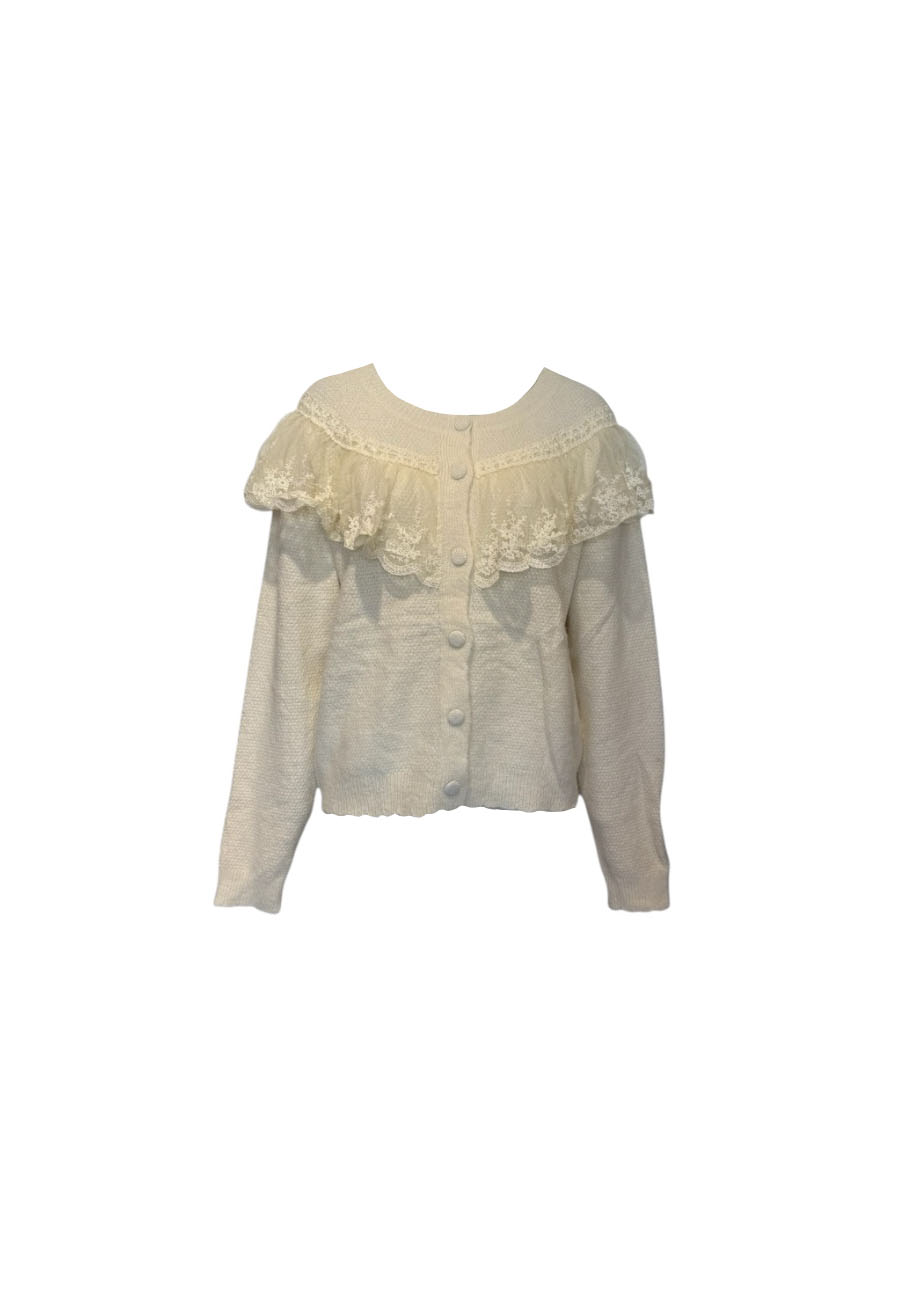 Off white vest met kanten volants