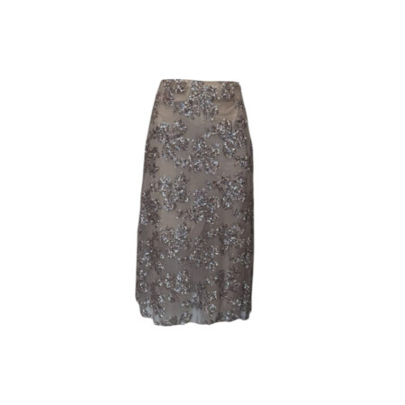 Taupe mesh rok met pailletten