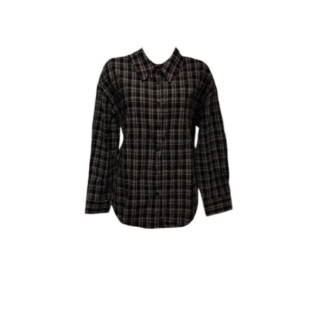 Zwart geruite blouse met steentjes