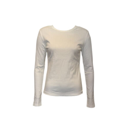 Wit basic ribbel shirt met lange mouwen