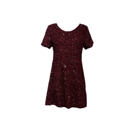 Bordeaux fluffy jurkje met pailletten