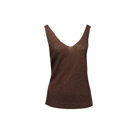 Bruin lurex hemdje met ton sur ton steentjes