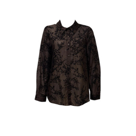 Bruine blouse met flock print