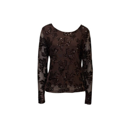 Bruine gaas top met pailletten