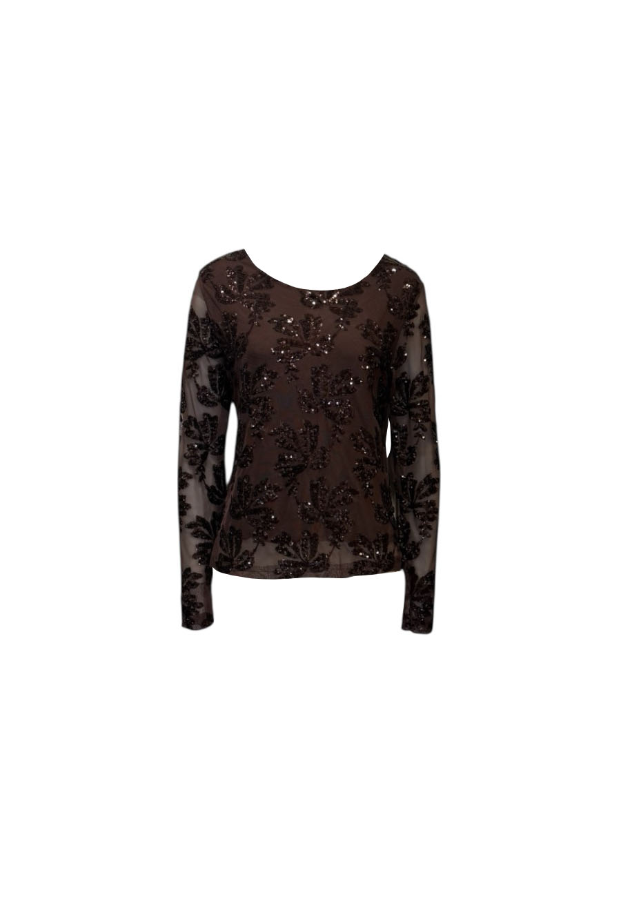 Bruine gaas top met pailletten