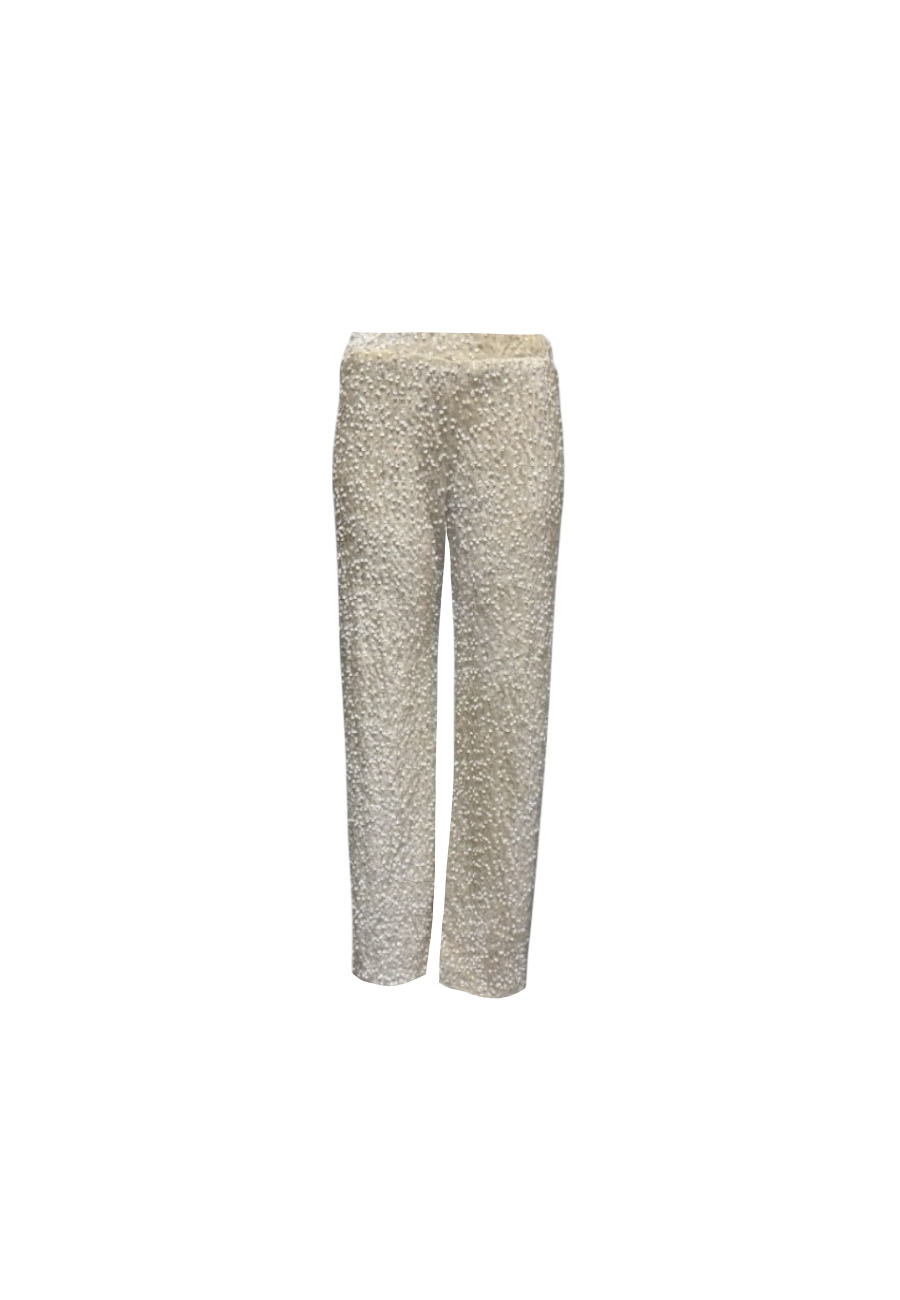 Off white velvet pailletten broek