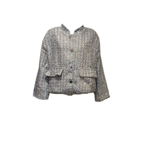 Lichtgrijs bomberjack met pailletten