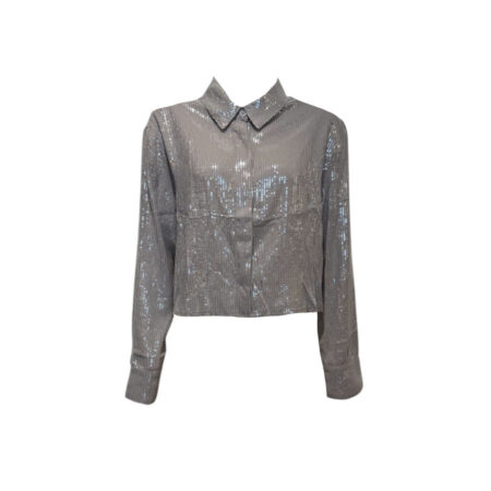 Grijs cropped blouse met pailetten