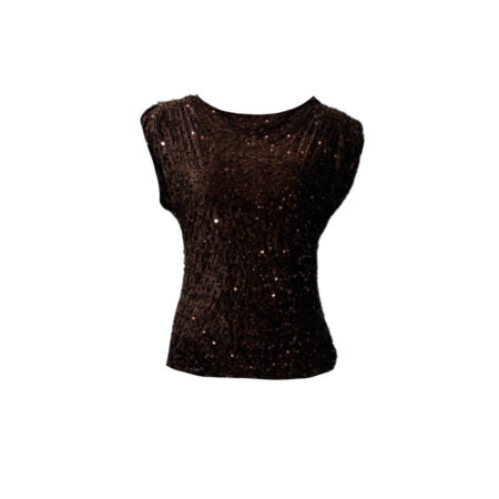 Mouwloze bruine pailletten top