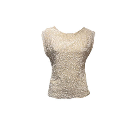 Mouwloze velvet off white pailletten top