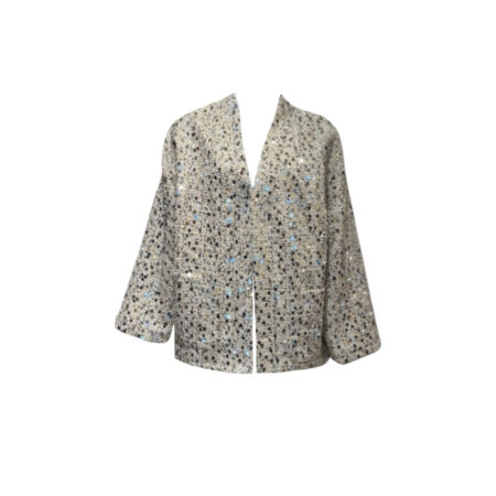 Off white zilver glitter kimono met pailetten