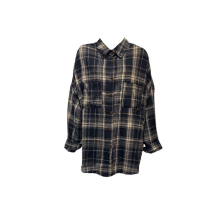 Blauw geruite oversized blouse