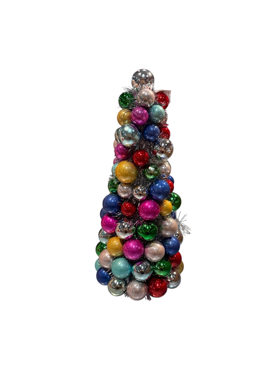 Vrolijke kerstboom met kleurrijke ballen