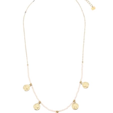 Goudkleurig kettinkje met kraaltjes en bedeltjes