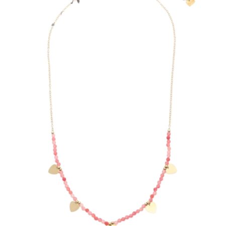 Goudkleurig kettinkje met kraaltjes en hartjes