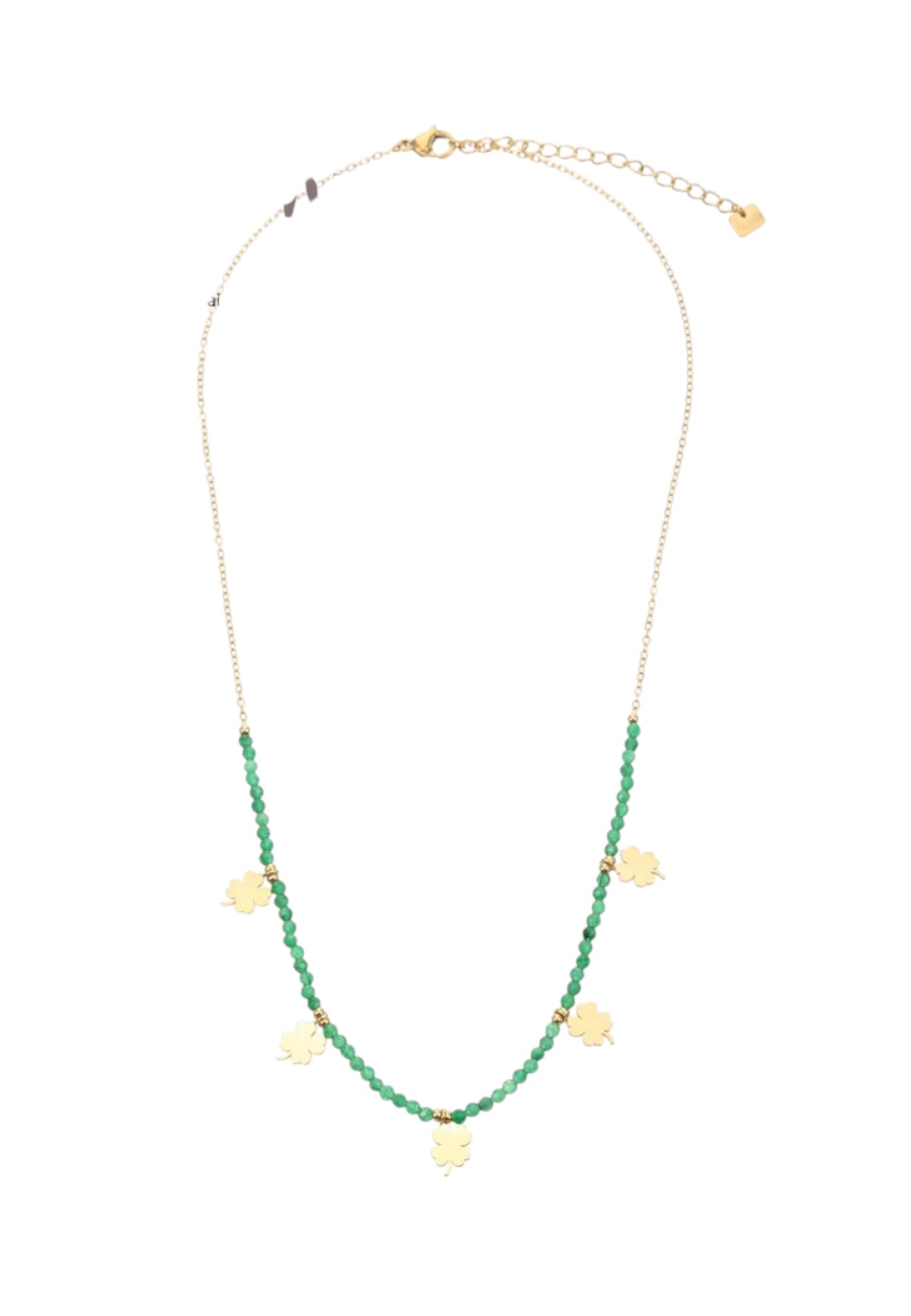 Goudkleurig kettinkje met kraaltjes en bedeltjes