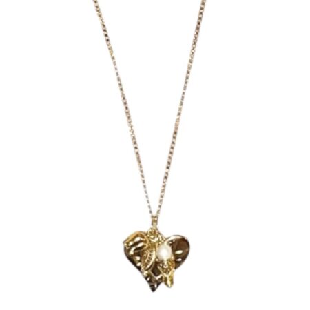 Lange goudkleurige ketting met bedels, 75 cm