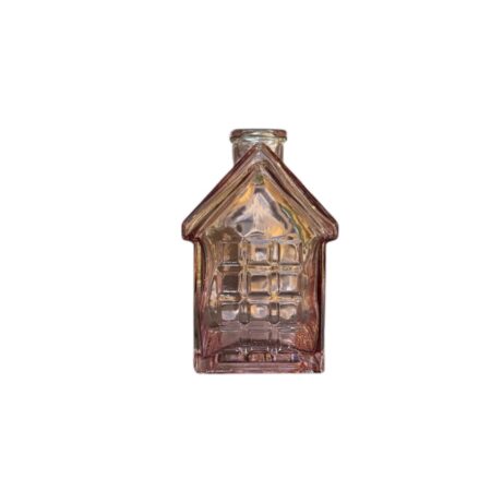 Glazen huis kandelaar roze