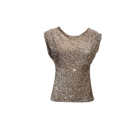 Mouwloze taupe pailletten top