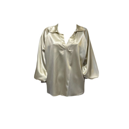 Vanille glans blouse met ballonmouwen
