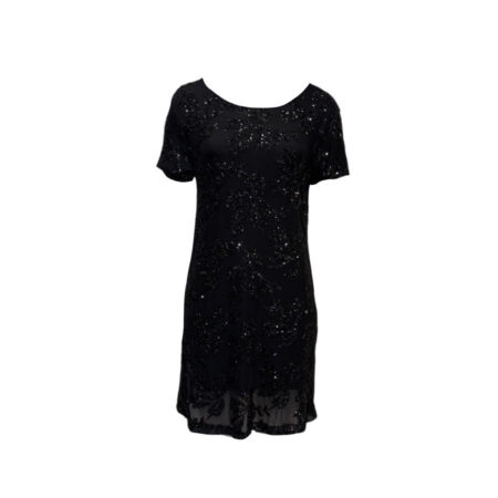 Zwart gevoerd gaas jurkje met pailletten