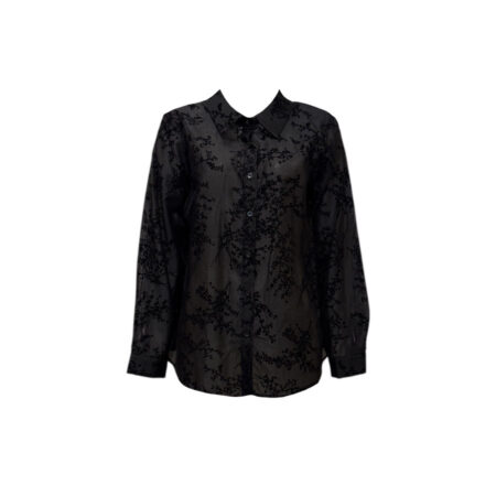 Zwarte blouse met flock print