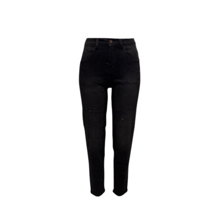 Zwarte full stretch mom fit jeans met glitters