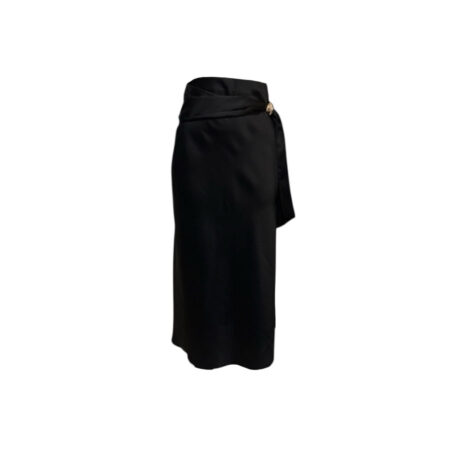 Zwarte glansrok met taille detail