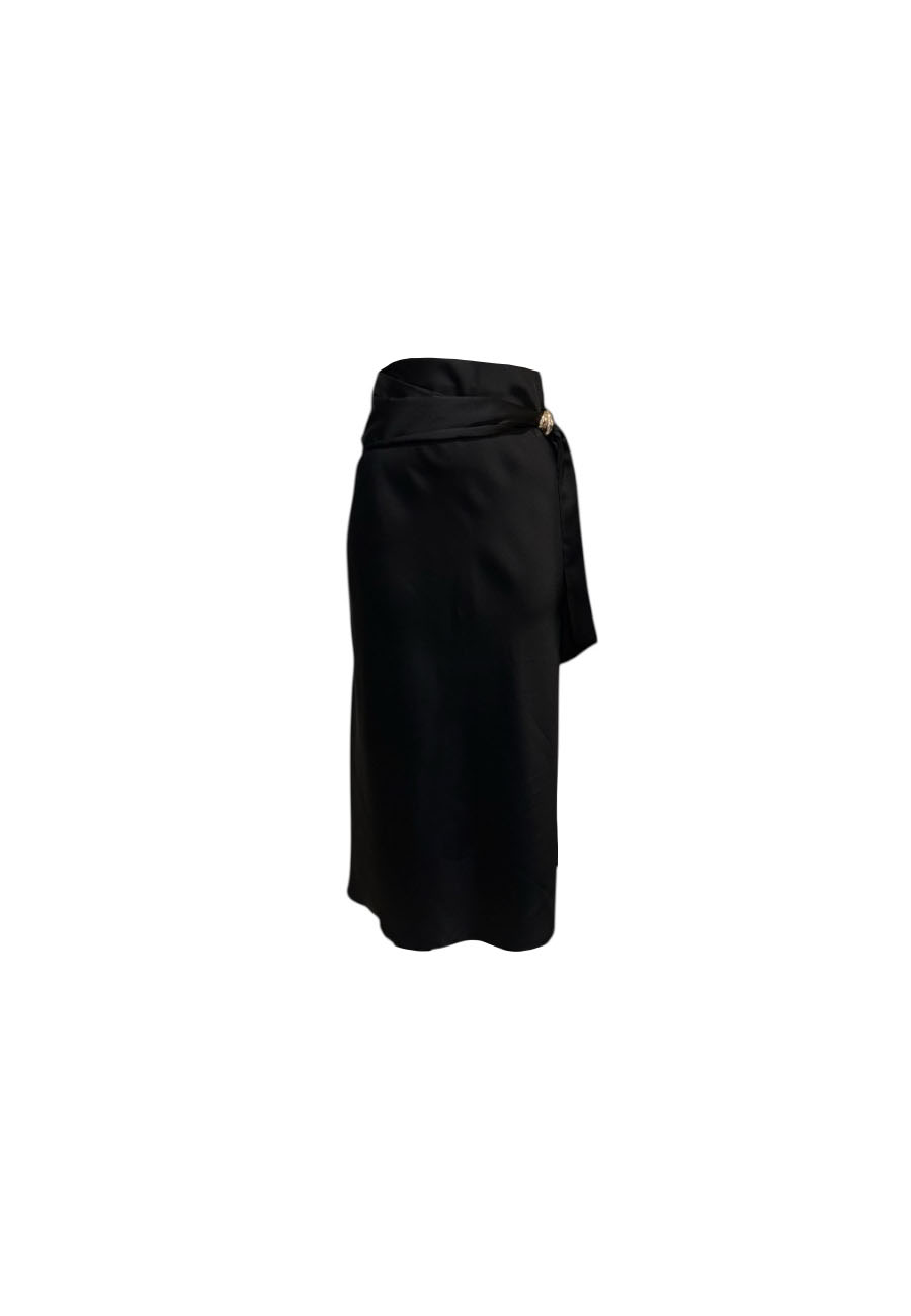 Zwarte glansrok met taille detail