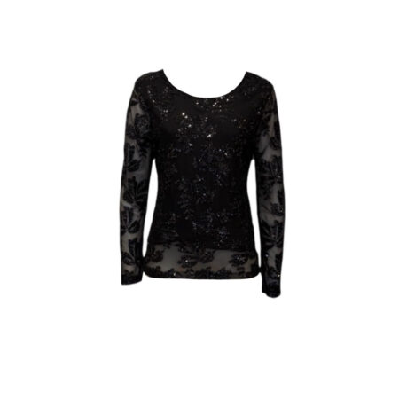 Zwarte gaas top met pailletten