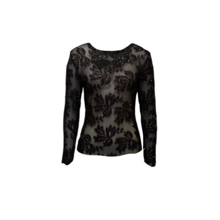 Zwarte gaas top met pailletten