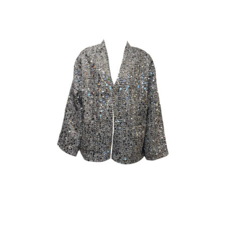 Zwart zilver glitter kimono met pailletten