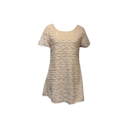 Off white fluffy jurkje met pailletten