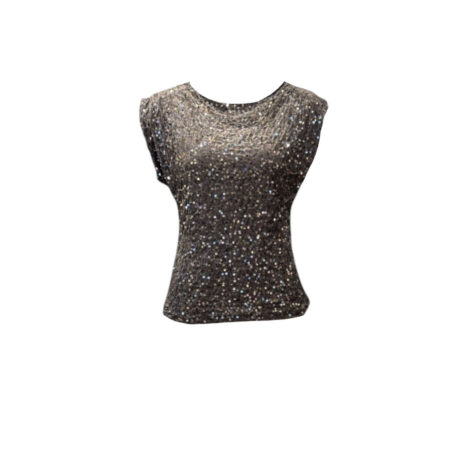 Mouwloze grijze pailletten top