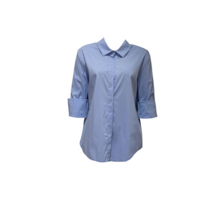 Blauwe basic overhemd blouse