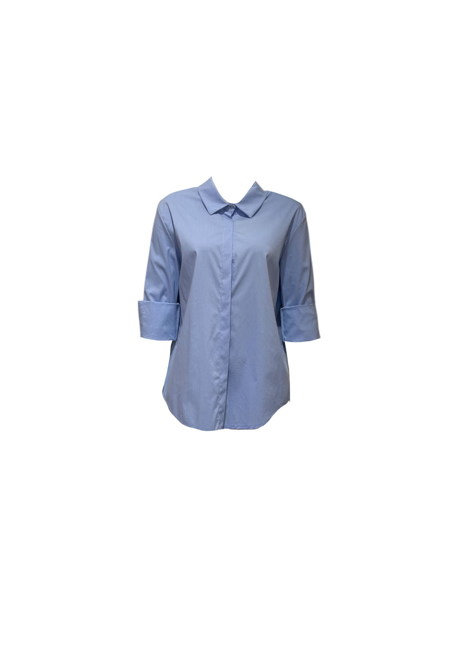 Blauwe basic overhemd blouse