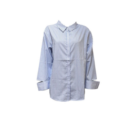 Blauw/wit gestreepte overhemd blouse