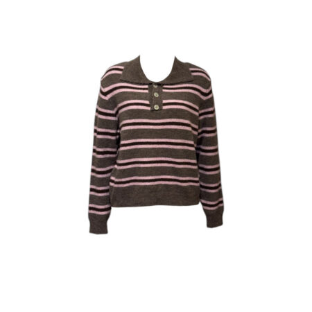 Bruin/roze gestreepte trui met kraag