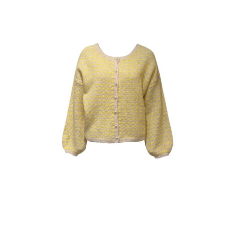 Geel/ecru gestreept vestje