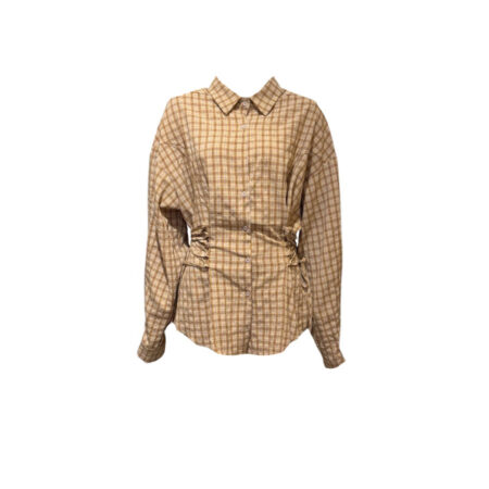 Camel ruiten blouse taps toelopend
