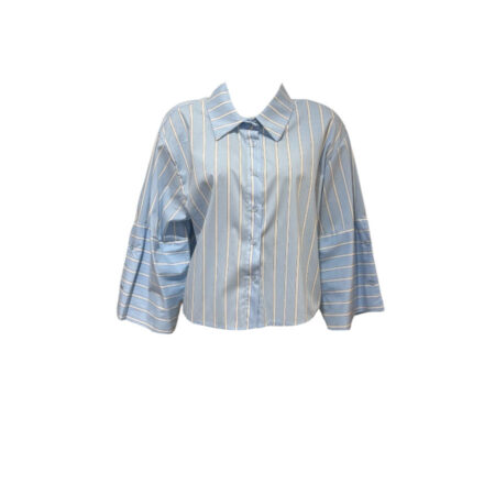 Lichtblauw gestreepte cropped blouse