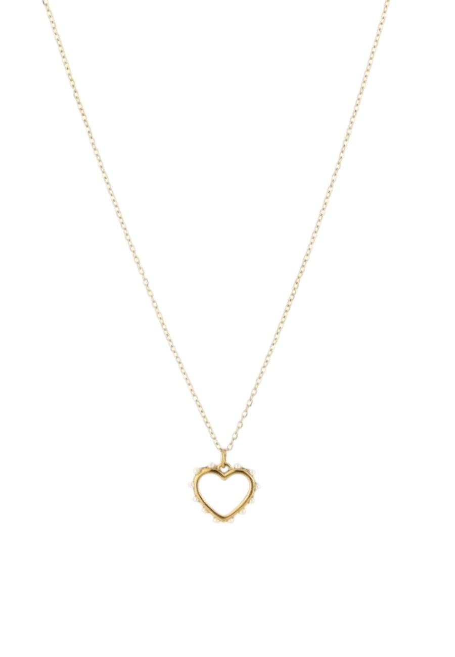 Korte goudkleurige ketting met hartje