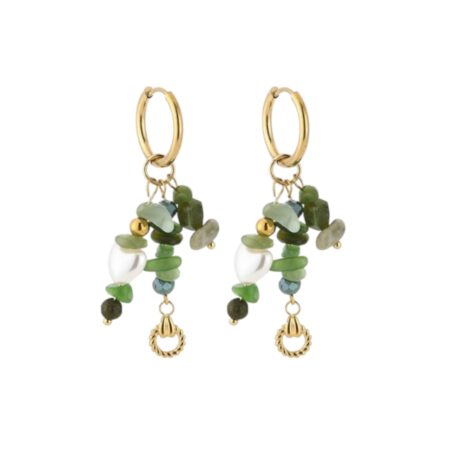 Goudkleurige oorbellen met kraaltjes (