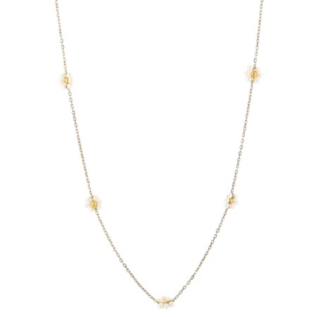 Lange goudkleurige ketting met kralen