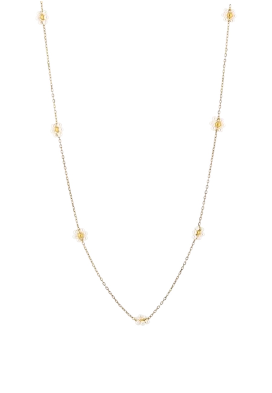 Lange goudkleurige ketting met kralen