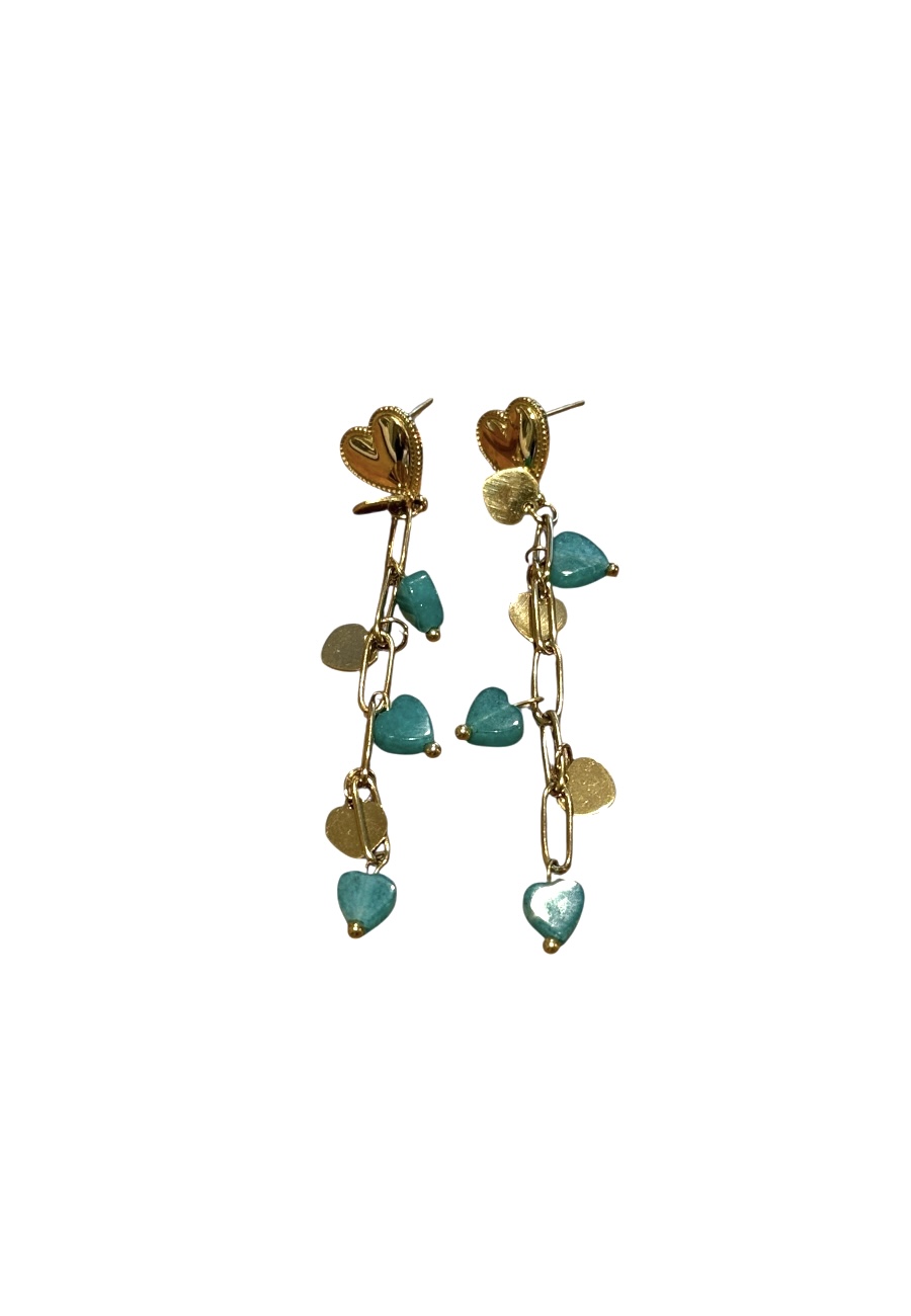 Goudkleurige oorbellen met gekleurde kraaltjes