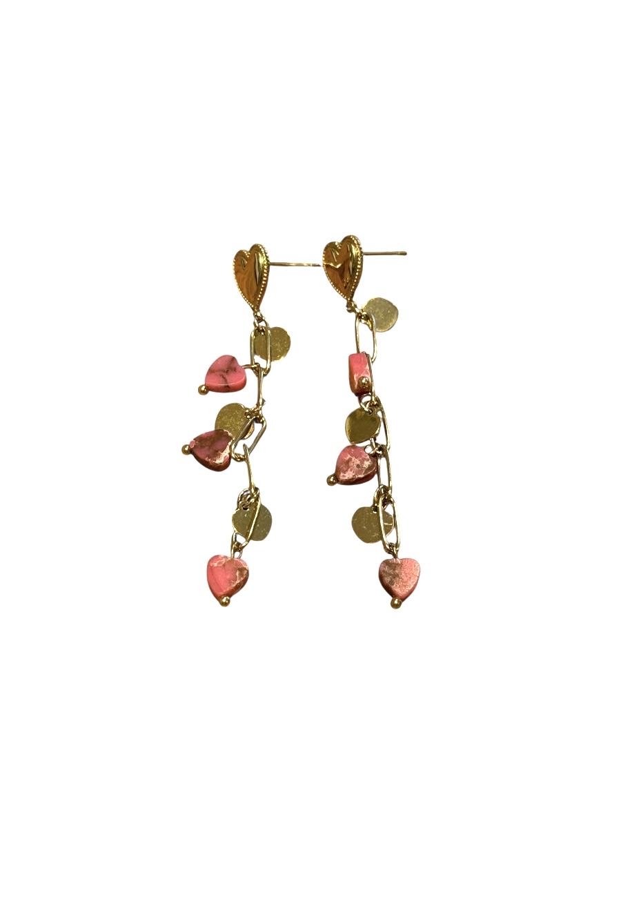 Goudkleurige oorbellen met gekleurde kraaltjes